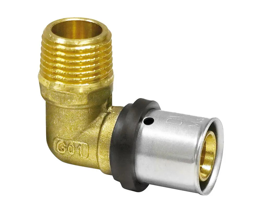 Pipetec Pressfitting TH/U Übergangswinkel AG für Mehrschichtverbundrohr – Größen: 16 / 20 / 26 mm