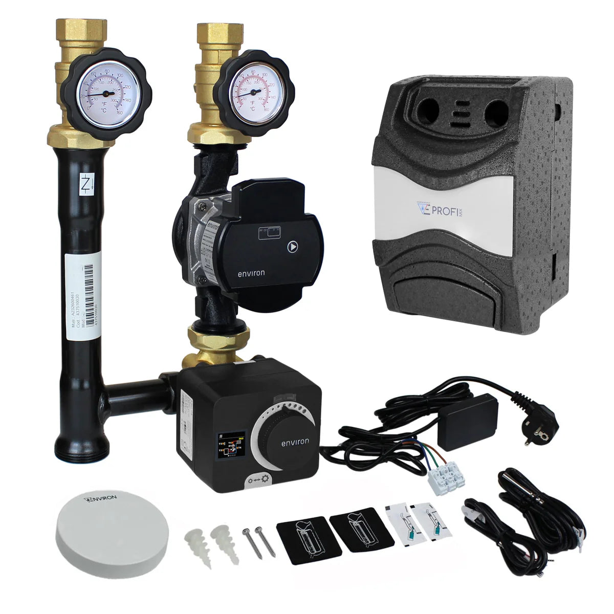 Environ Ecomix ENECOT001 Heizkreispumpengruppe mit Drei-Wege-Mischer und Clima 20+ Stellmotor und  Hocheffizienzpumpe