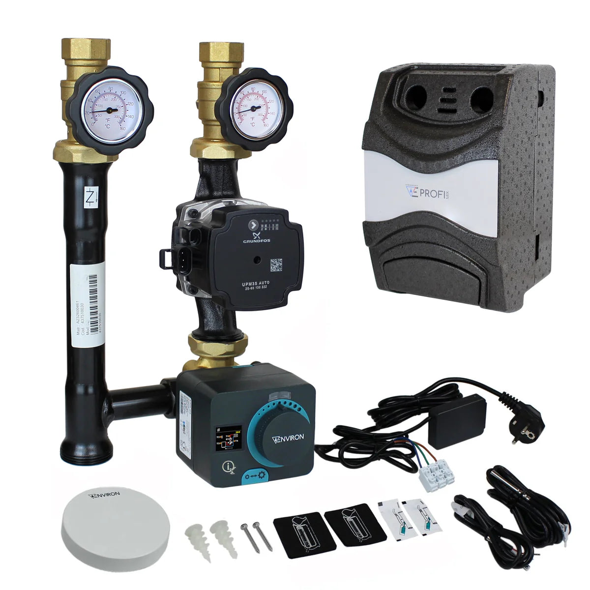 Environ ProfiMix ENT001 Heizkreispumpengruppe mit Drei-Wege-Mischer, Witterungsgeführtem Clima 20+ Stellmotor und Hocheffizienzpumpen