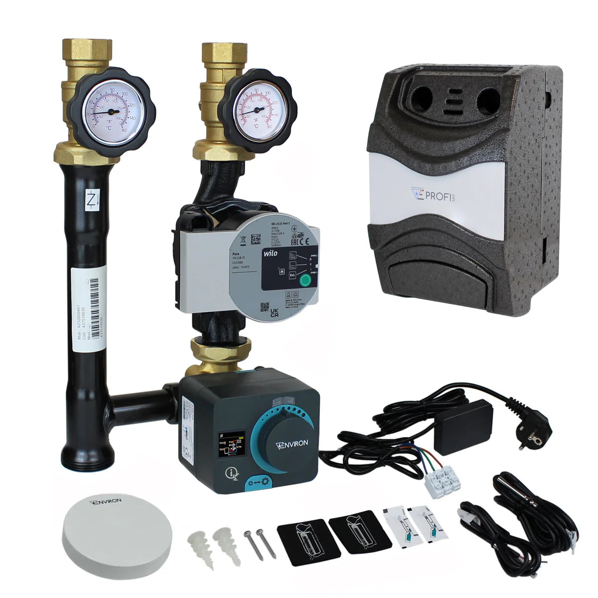 Environ ProfiMix ENT001 Heizkreispumpengruppe mit Drei-Wege-Mischer, Witterungsgeführtem Clima 20+ Stellmotor und Hocheffizienzpumpen