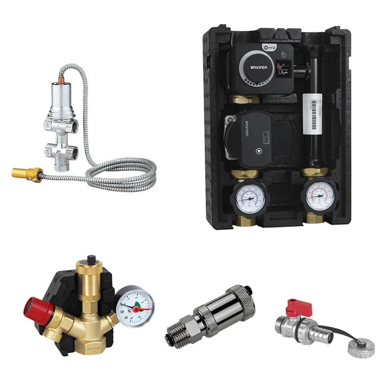 Holzvergaser Anschlusspaket – Rücklaufanhebung Thermoreflux X mit EcoStar 25/6 Hocheffizienzpumpe und ENC10 Festwertregler
